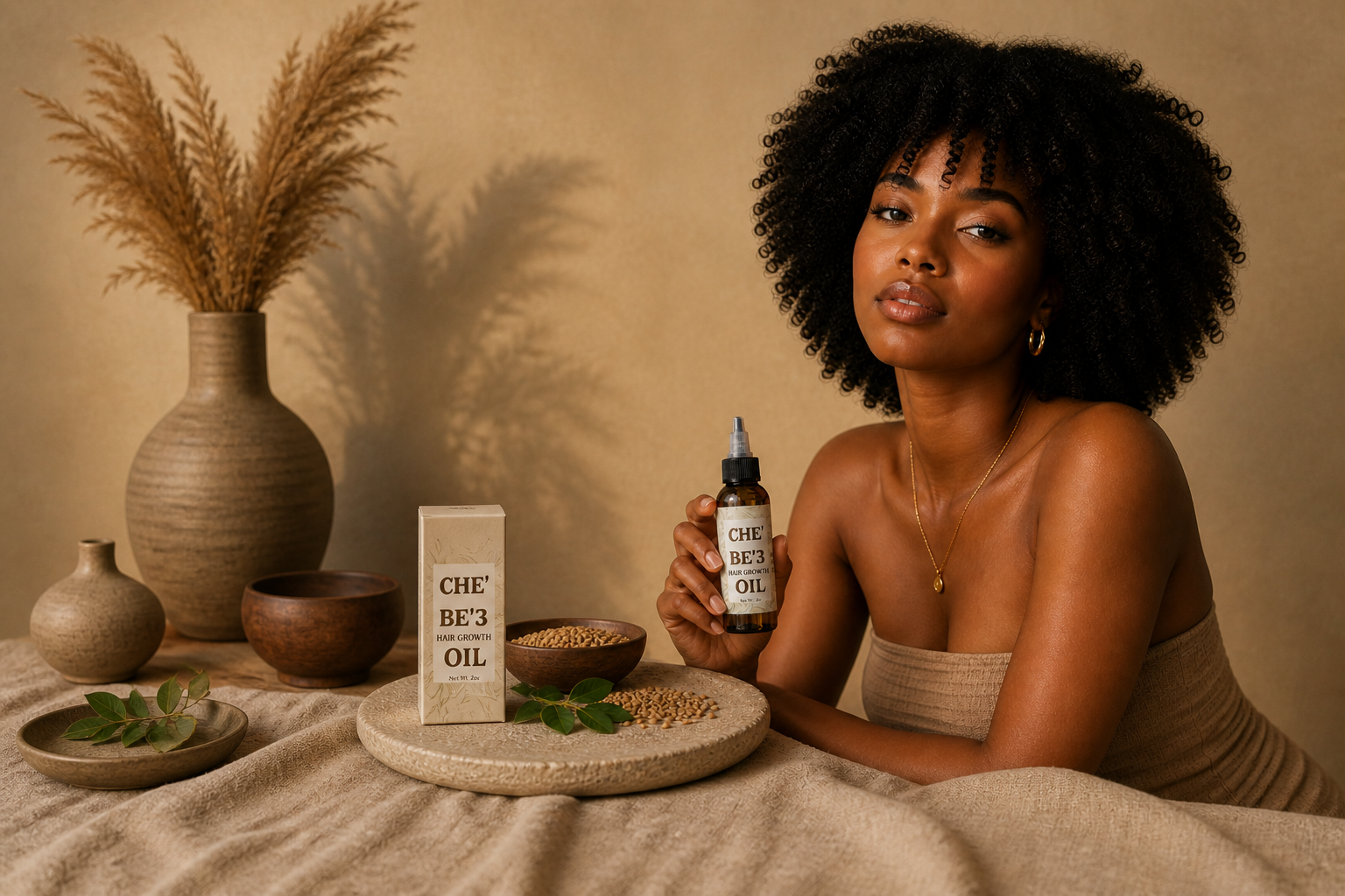 CHE'BE 3 Hair Growth Oil~Promote Long Hair Growth ~ Infused Organic Chebe Seeds, Fenugreek seeds, Alma Powder & Black Castor oil