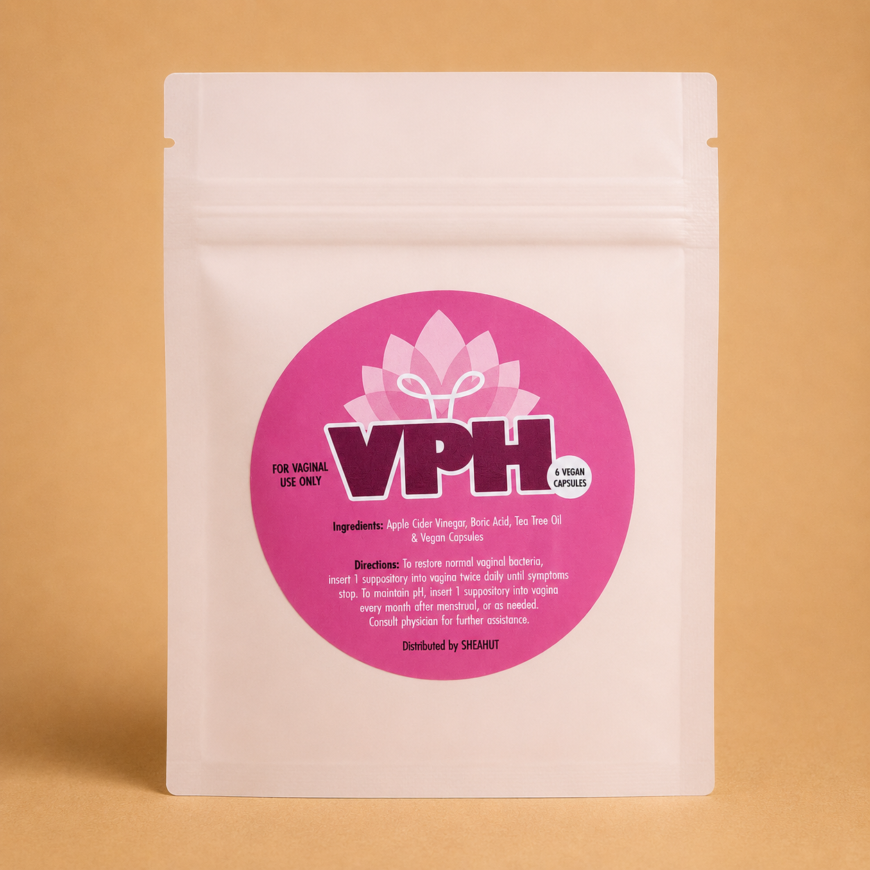 V-pH Natural Vaginal Suppositories Boric Acid Apple Cider Vinegar & Tea Tree