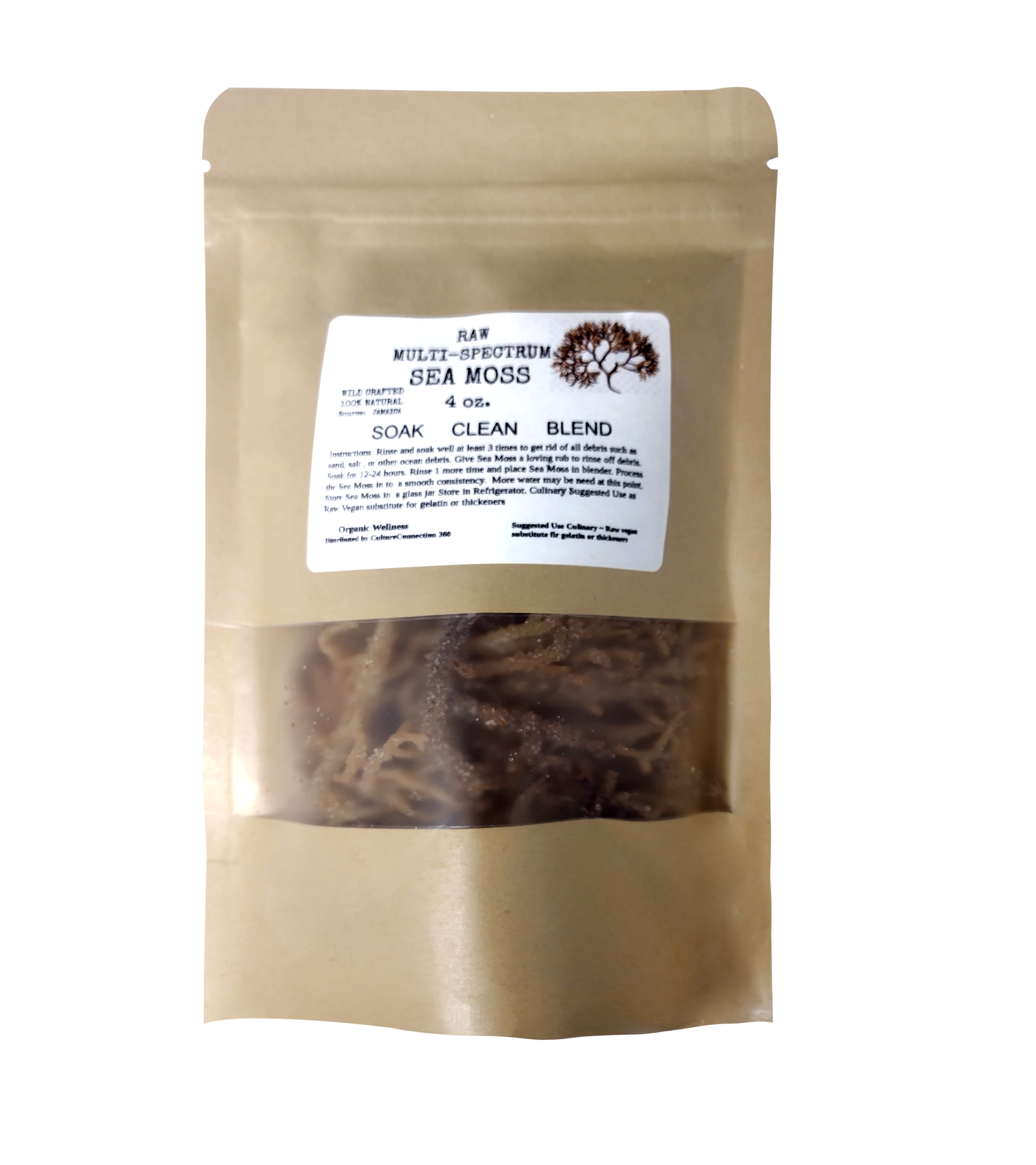 Full-Spectrum Raw Wild Crafted 100% Natural Golden Sea Moss Source Jamaica 4oz